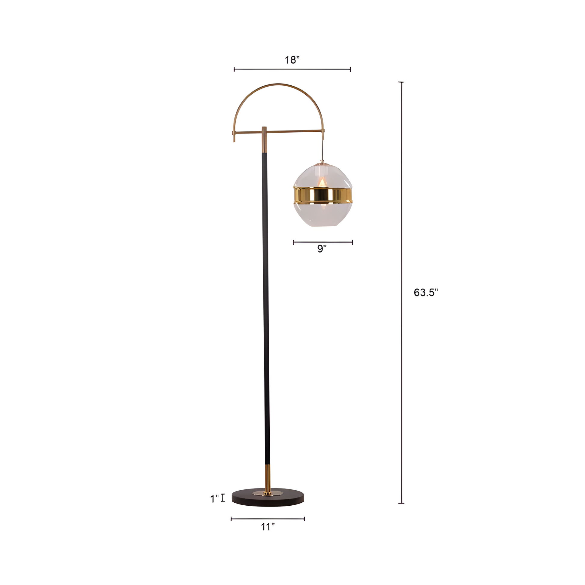 Floor lamp with marble base and swiveling shade