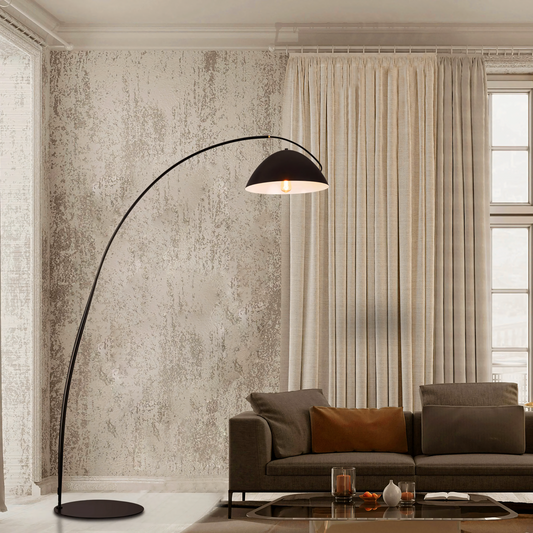 Oversized floor lamp with fabric shade