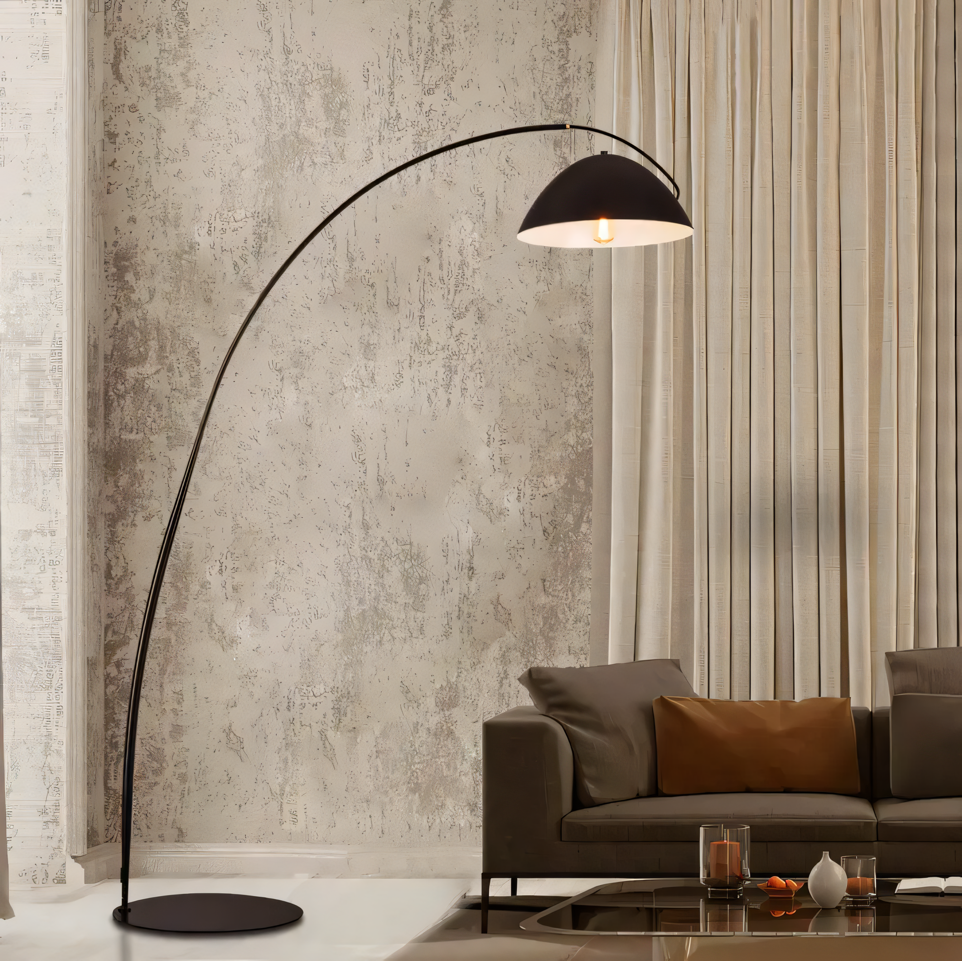 Curved neck design modern floor lamp