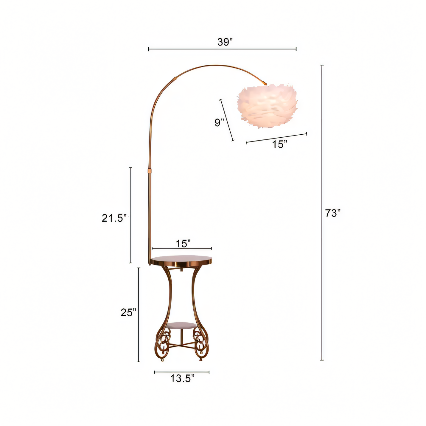 Bird In Hand (Faux Feather Shade) Marble Floor Lamp