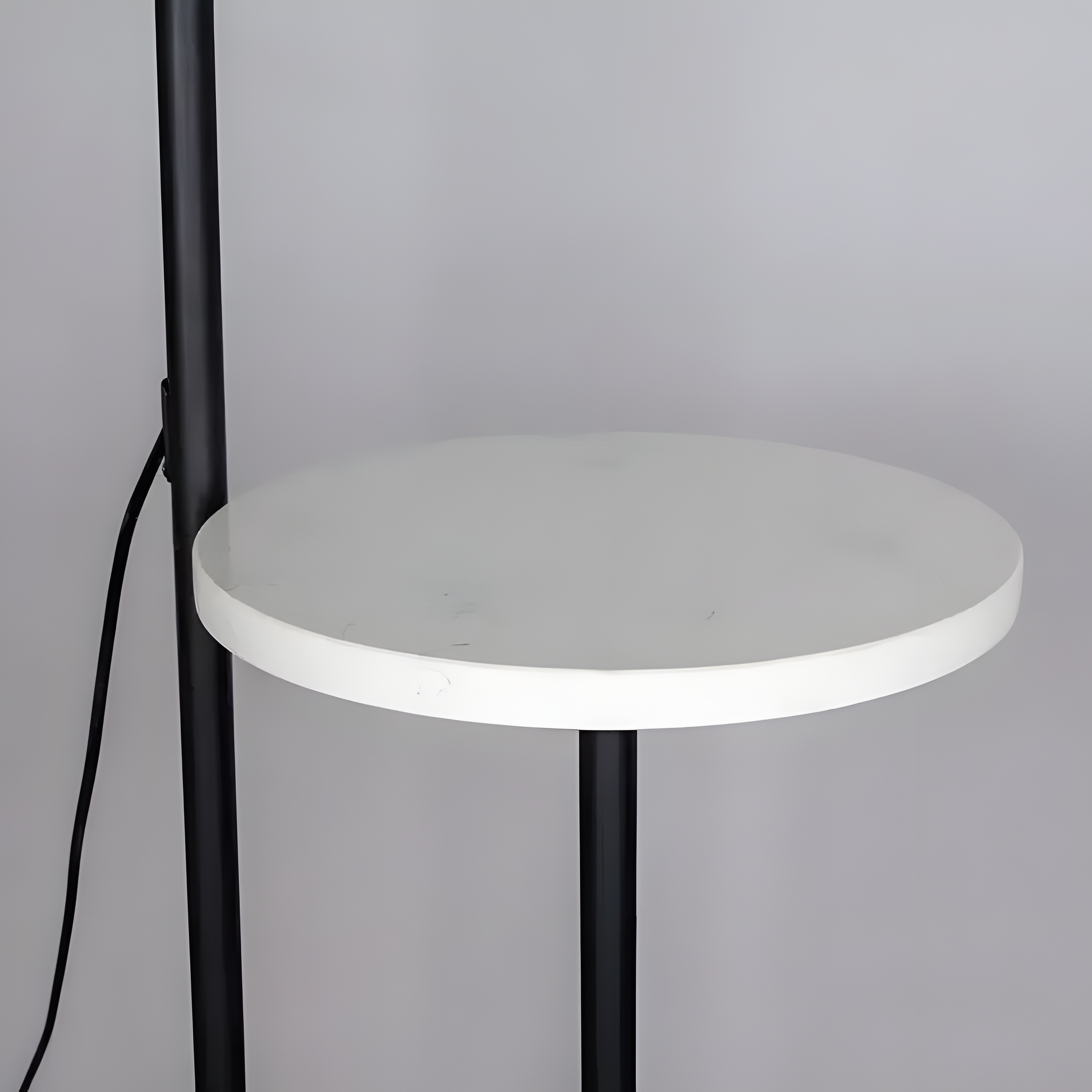 Curved neck and frost ball light design of the floor lamp