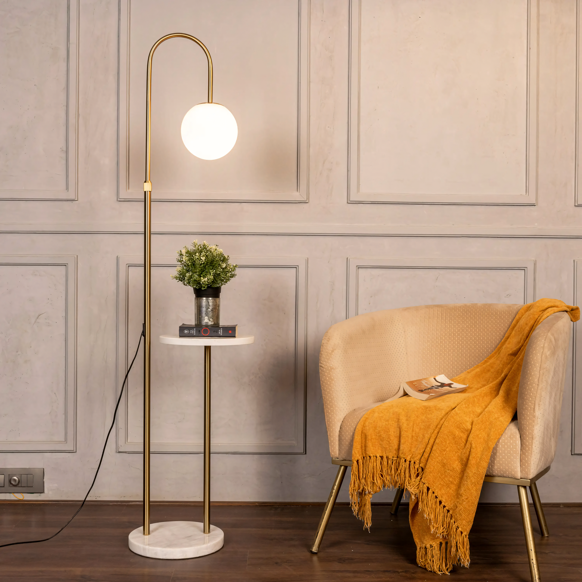 Versatile functionality of the Take A Trip (Gold) Marble Floor Lamp