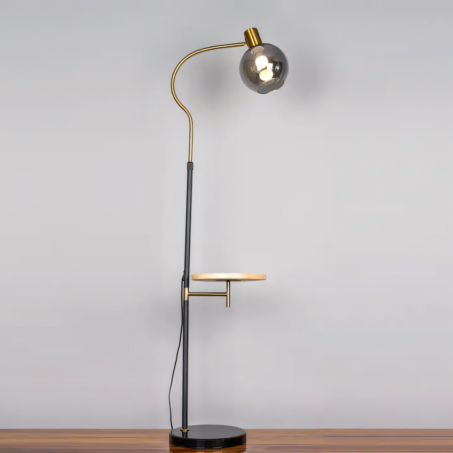 Curved neck design of the Jet Lag (Marble) Floor Lamp for adjustable lighting