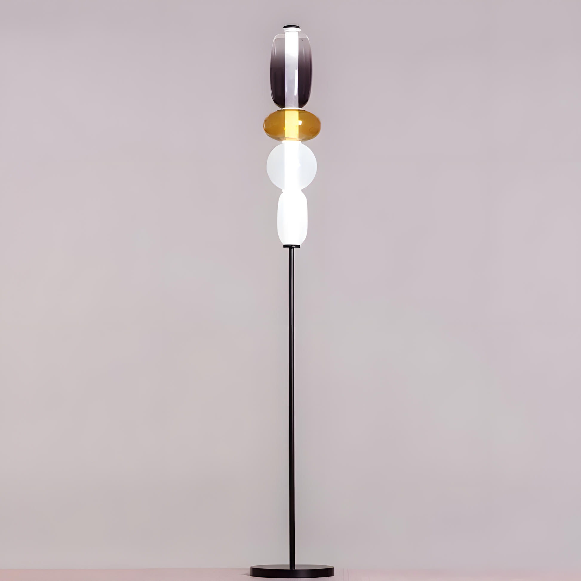 Soothing Grey and Amber Glass Lamp