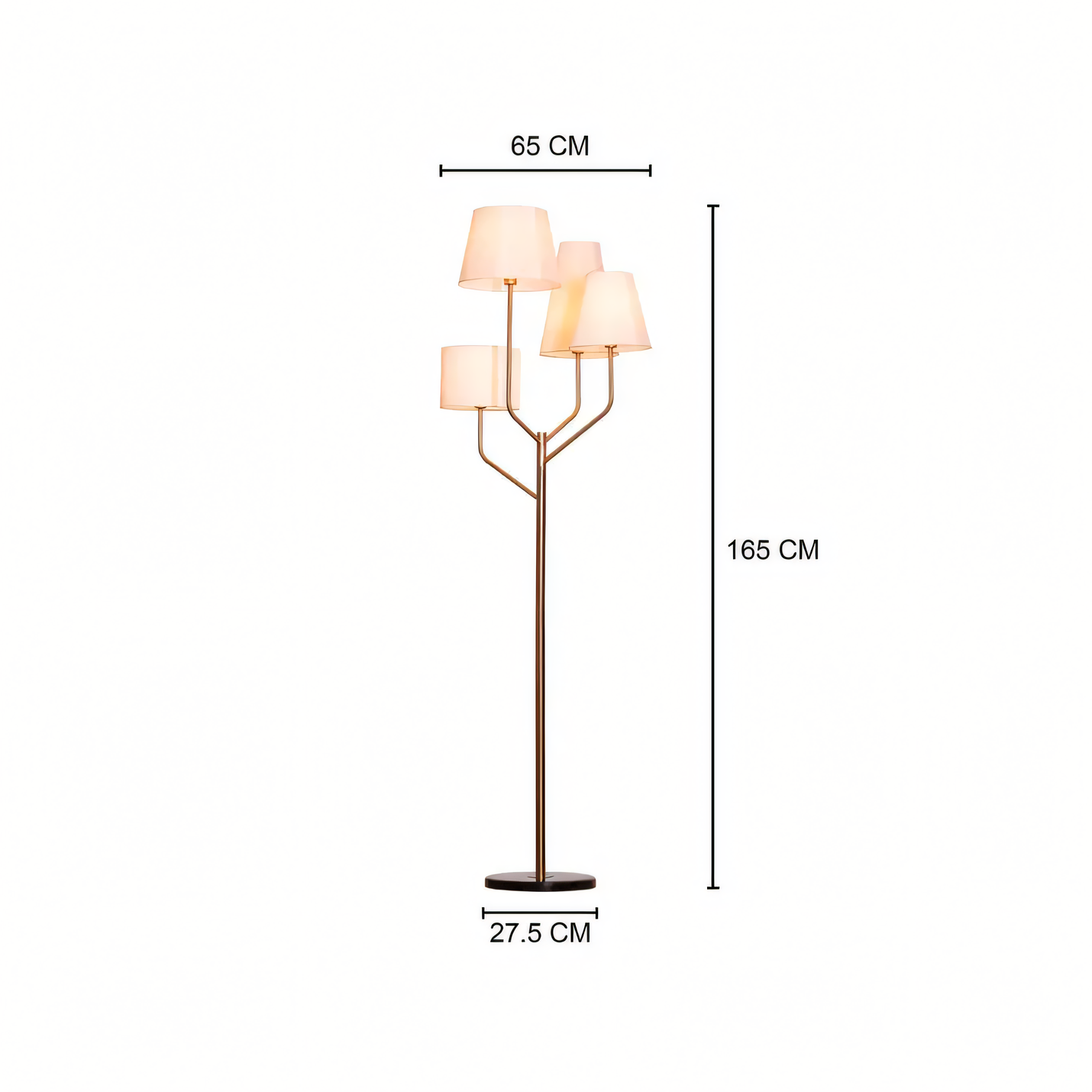 Luxurious gold and beige floor lamp in living room