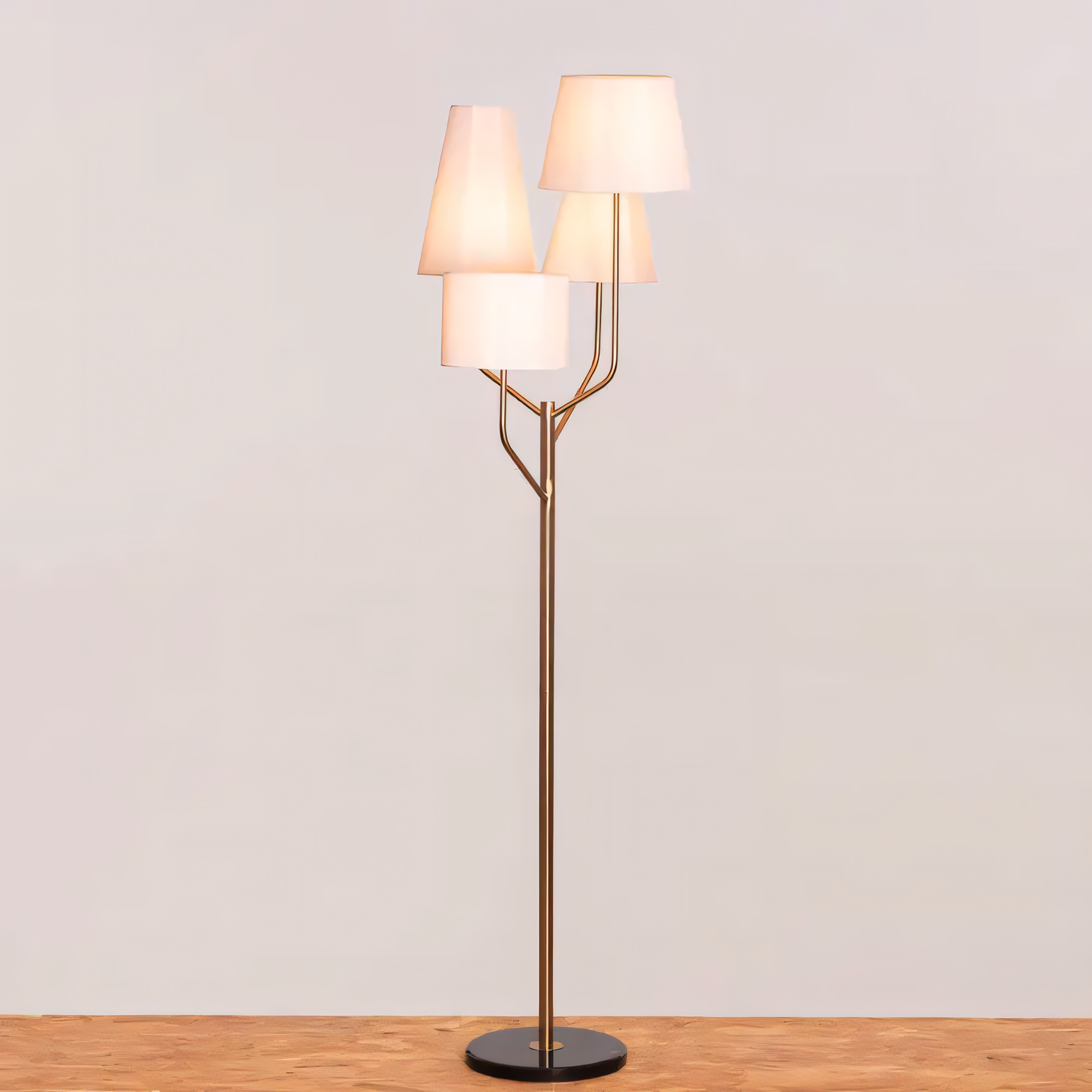 Stylish floor lamp with metal frame and fabric shade