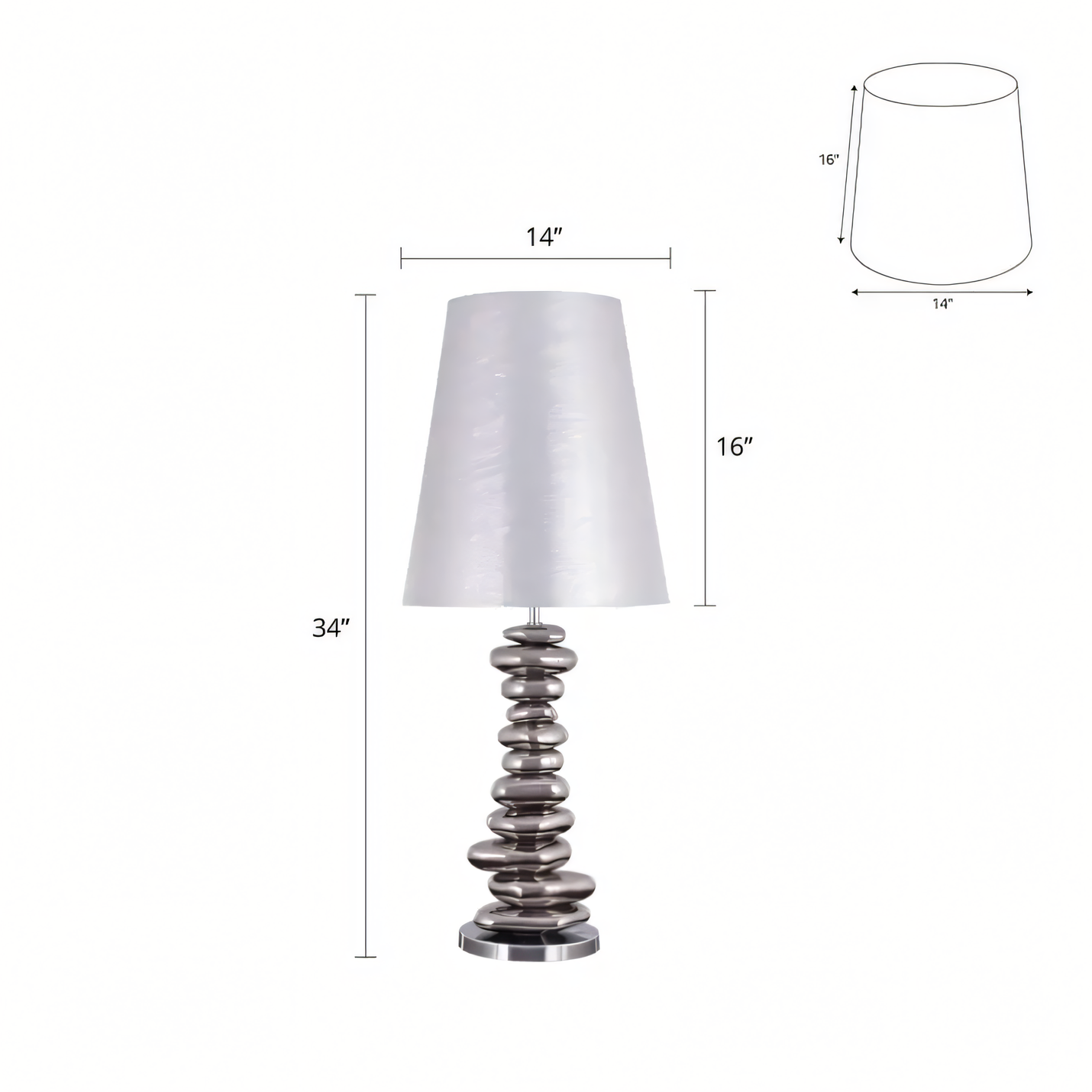 Warm, ambient light emitted by the fabric shade of the Forever Zen (Chrome) Ceramic Table Lamp