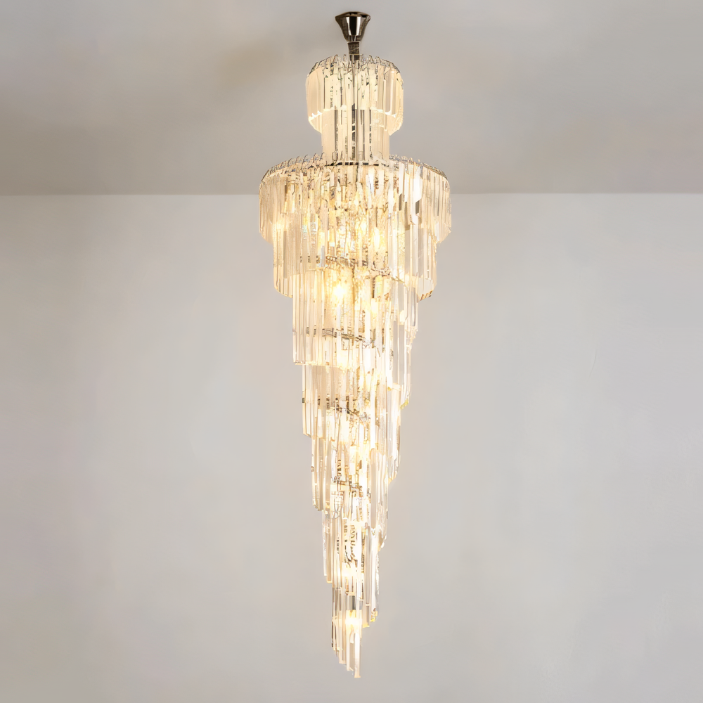 Sophisticated Geminus XT long crystal hanging chandelier, a timeless treasure