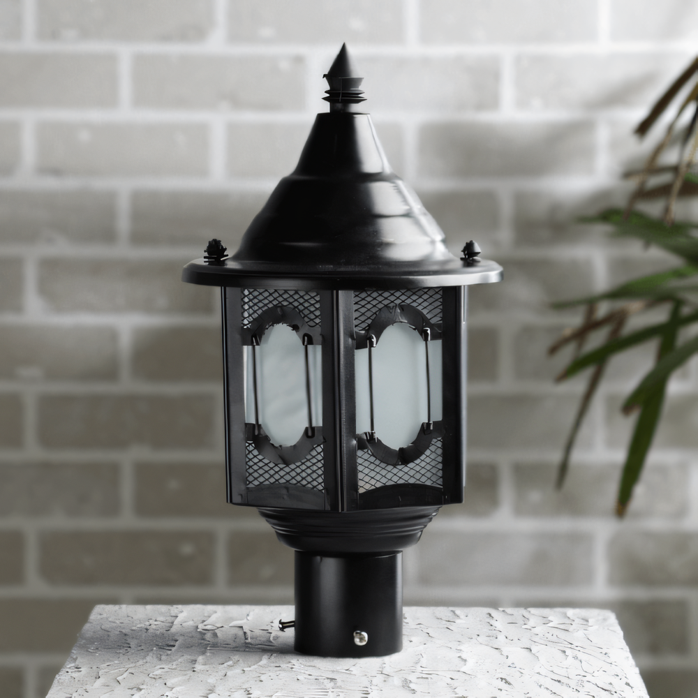 Sleek, black metal frame of the NYC Gate Light