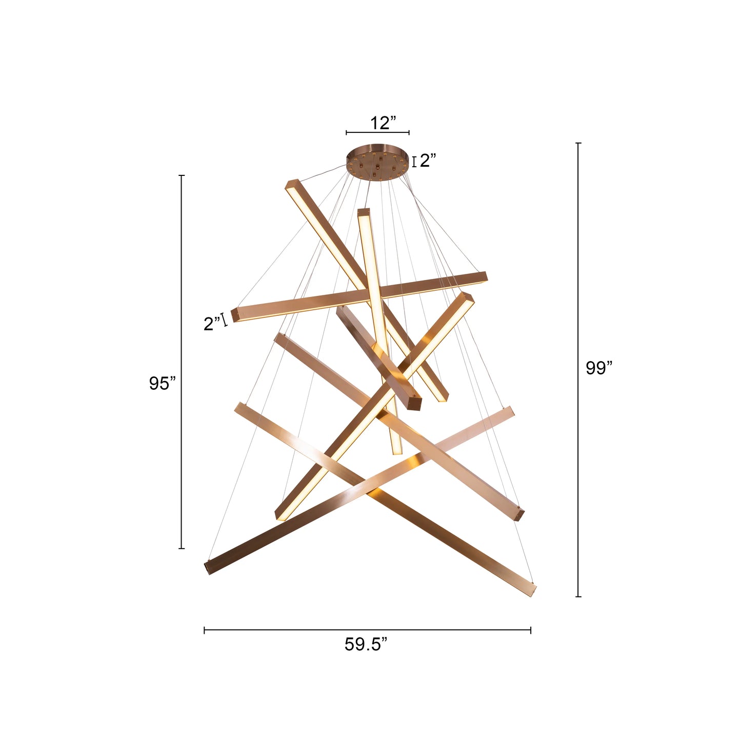 Large gold Toast To Tomorrow chandelier with double-height design illuminating a luxurious living room