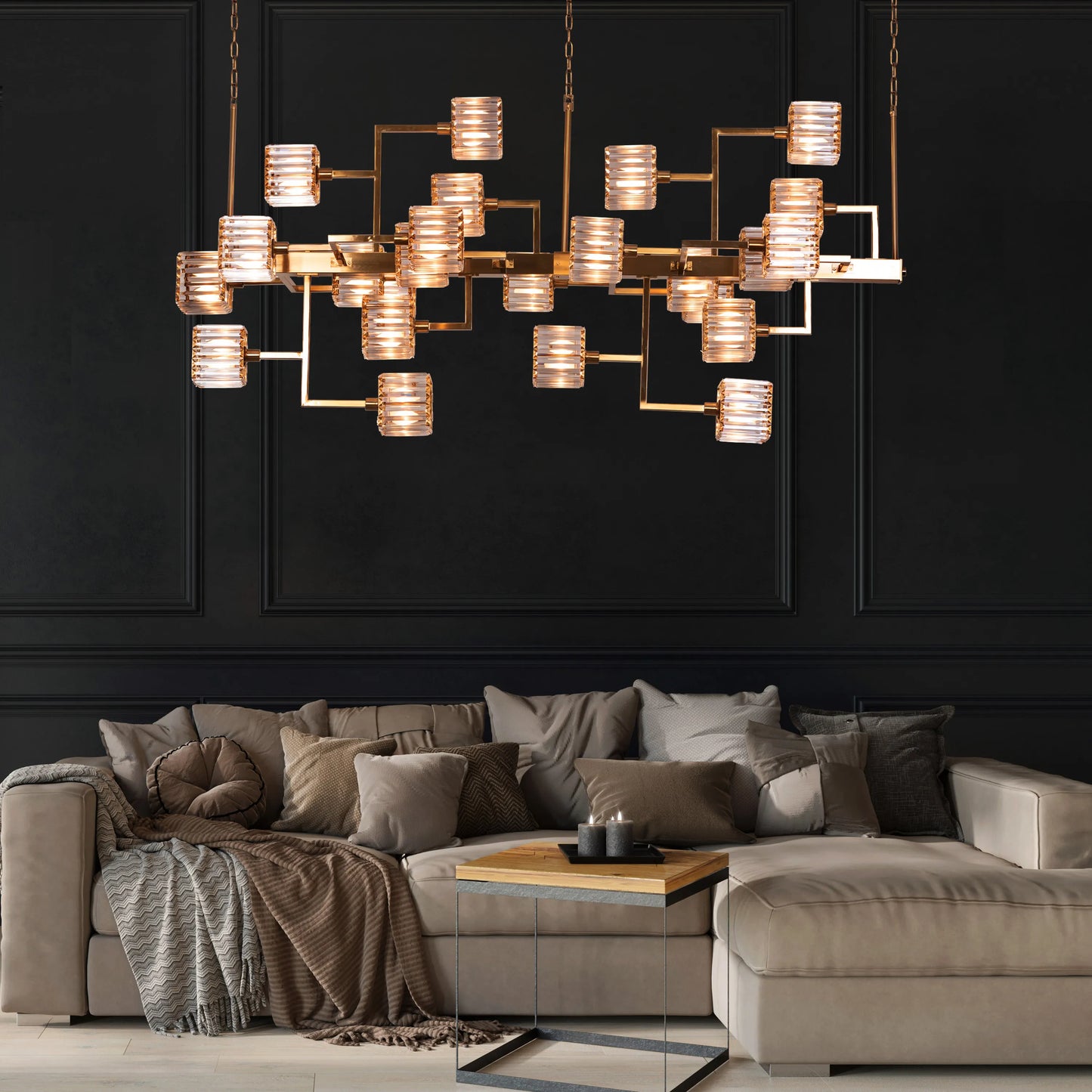 Watch the Throne large gold crystal chandelier for luxury interiors.