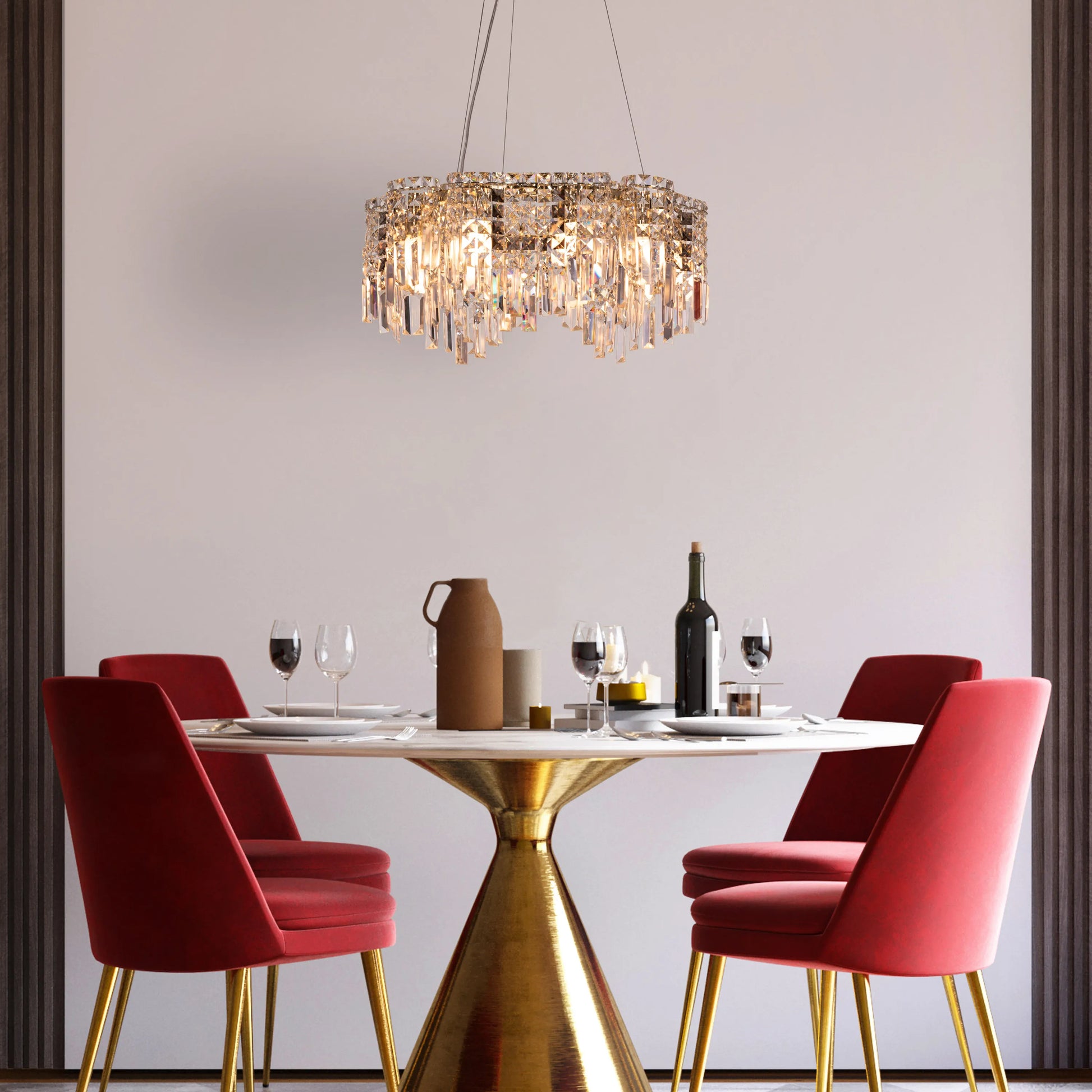 Through The Fire Chandelier in gold finish