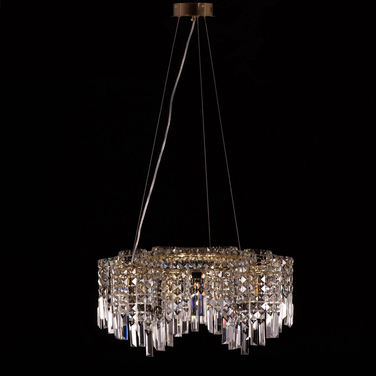 Through The Fire (Round, Gold) Crystal Chandelier