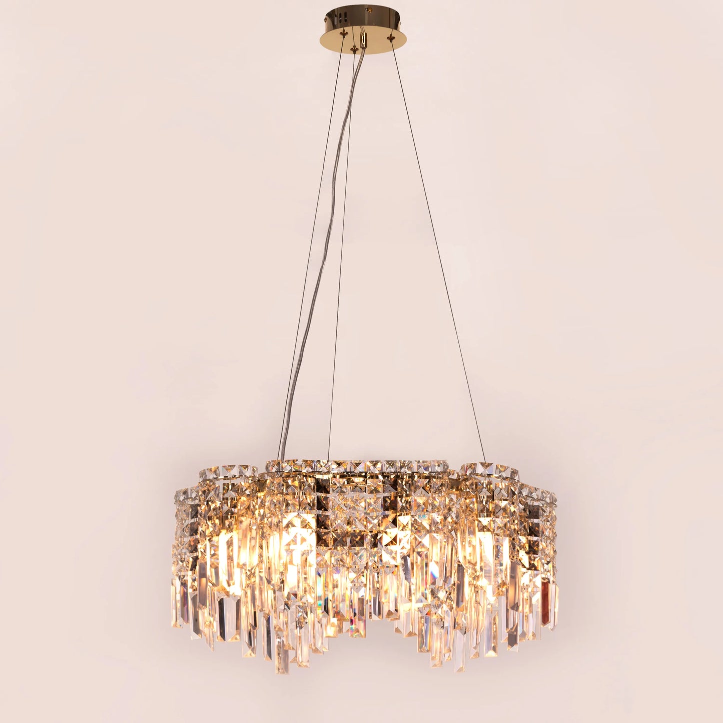 Through The Fire (Round, Gold) Crystal Chandelier