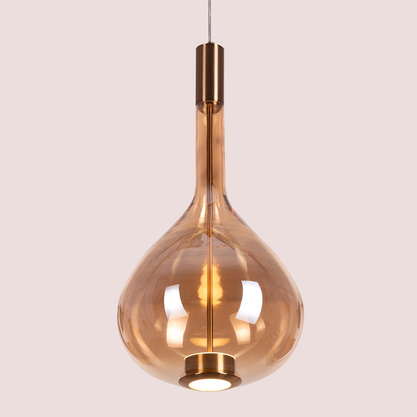 Sophisticated You Own It Pendant Light in Smokey Grey Glass with Energy-Efficient Built-In LED