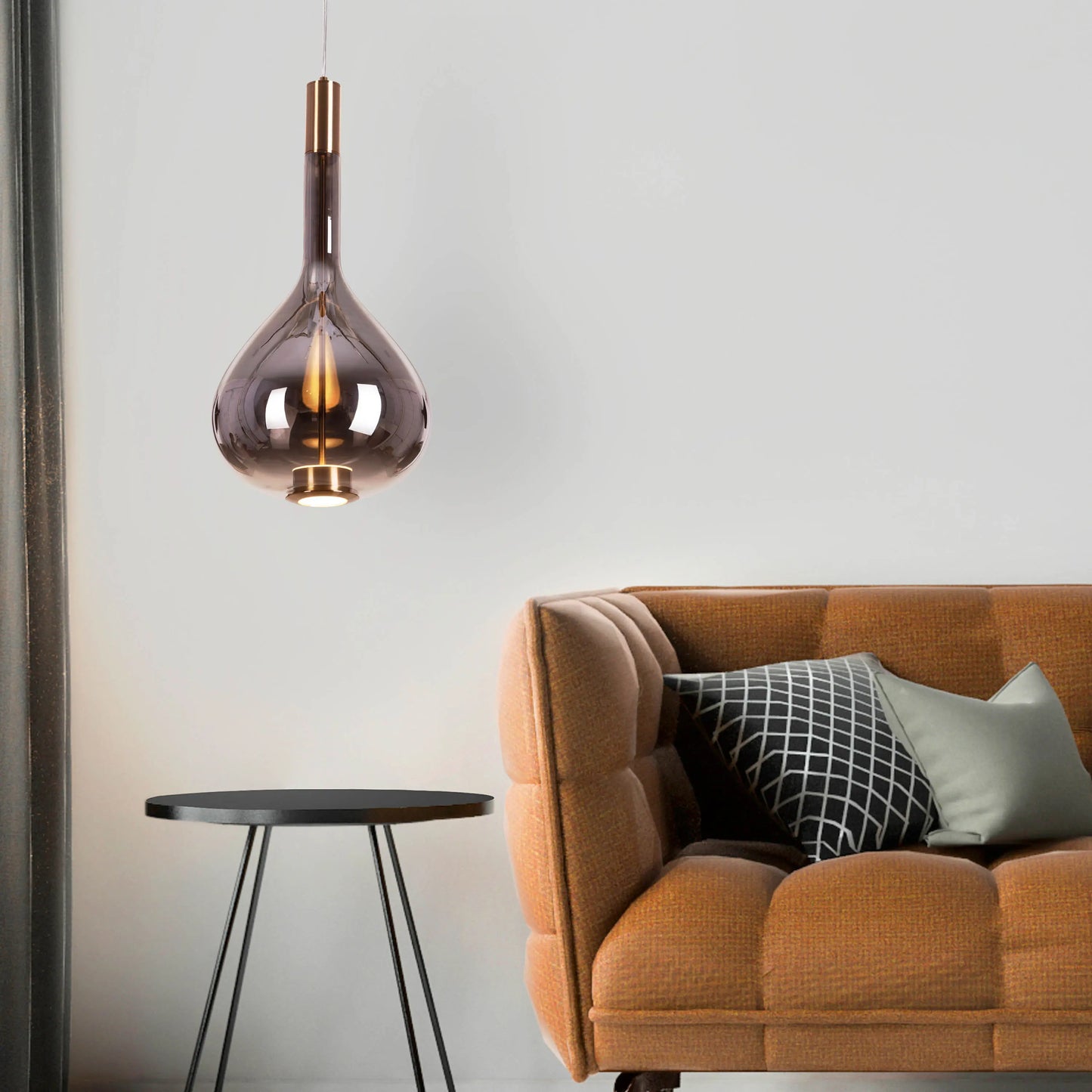 Sophisticated You Own It Pendant Light in Smokey Grey Glass with Energy-Efficient Built-In LED