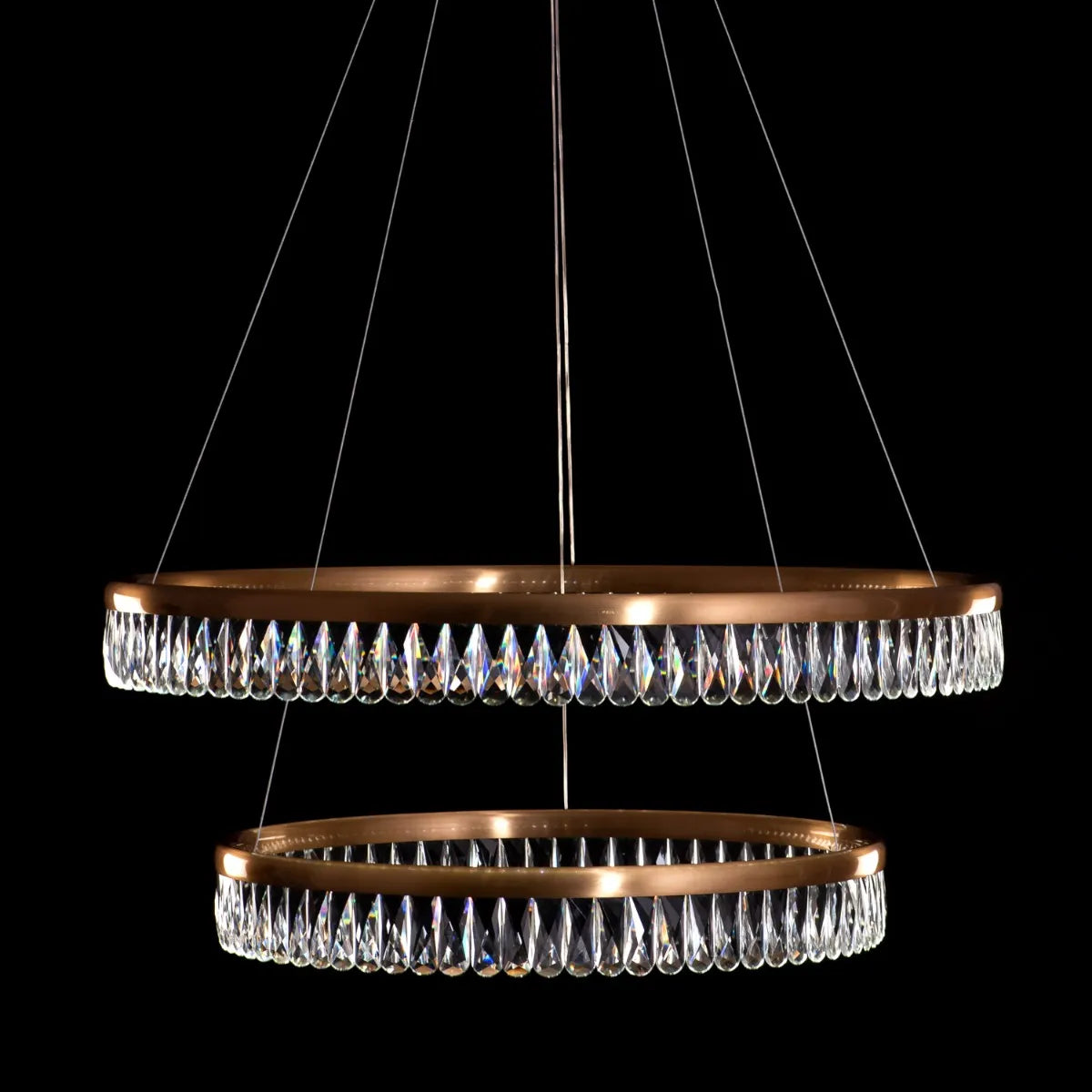 Through The Fire (Large, Gold, Dimmable LED with Remote Control) 2- Layer Crystal Chandelier