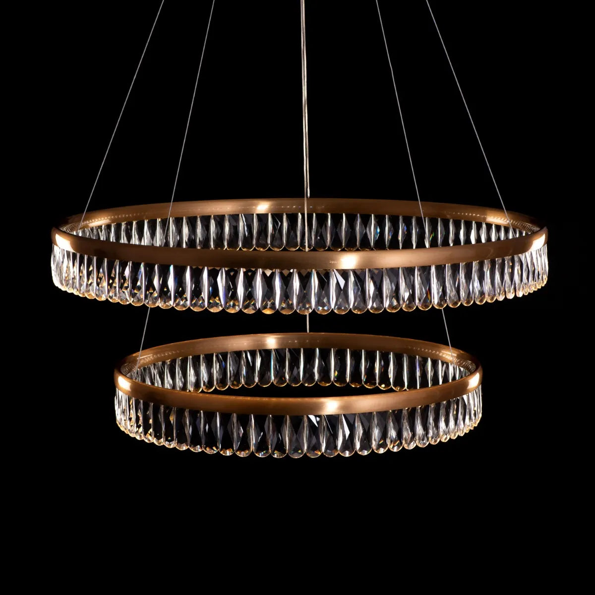 Through The Fire (Large, Gold, Dimmable LED with Remote Control) 2- Layer Crystal Chandelier