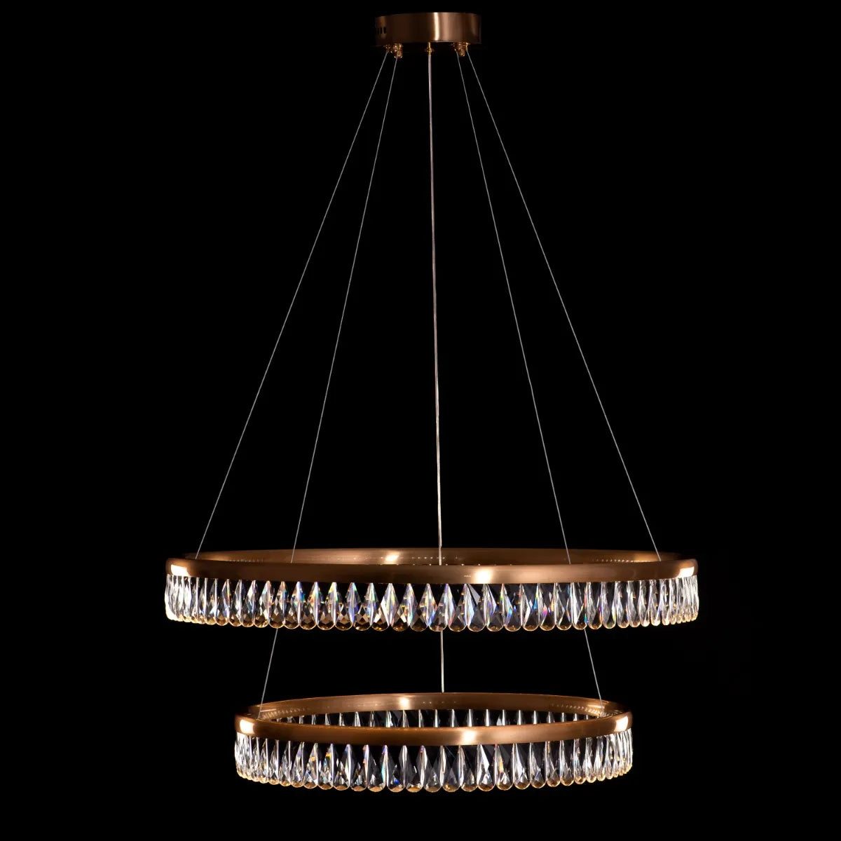 Through The Fire (Large, Gold, Dimmable LED with Remote Control) 2- Layer Crystal Chandelier