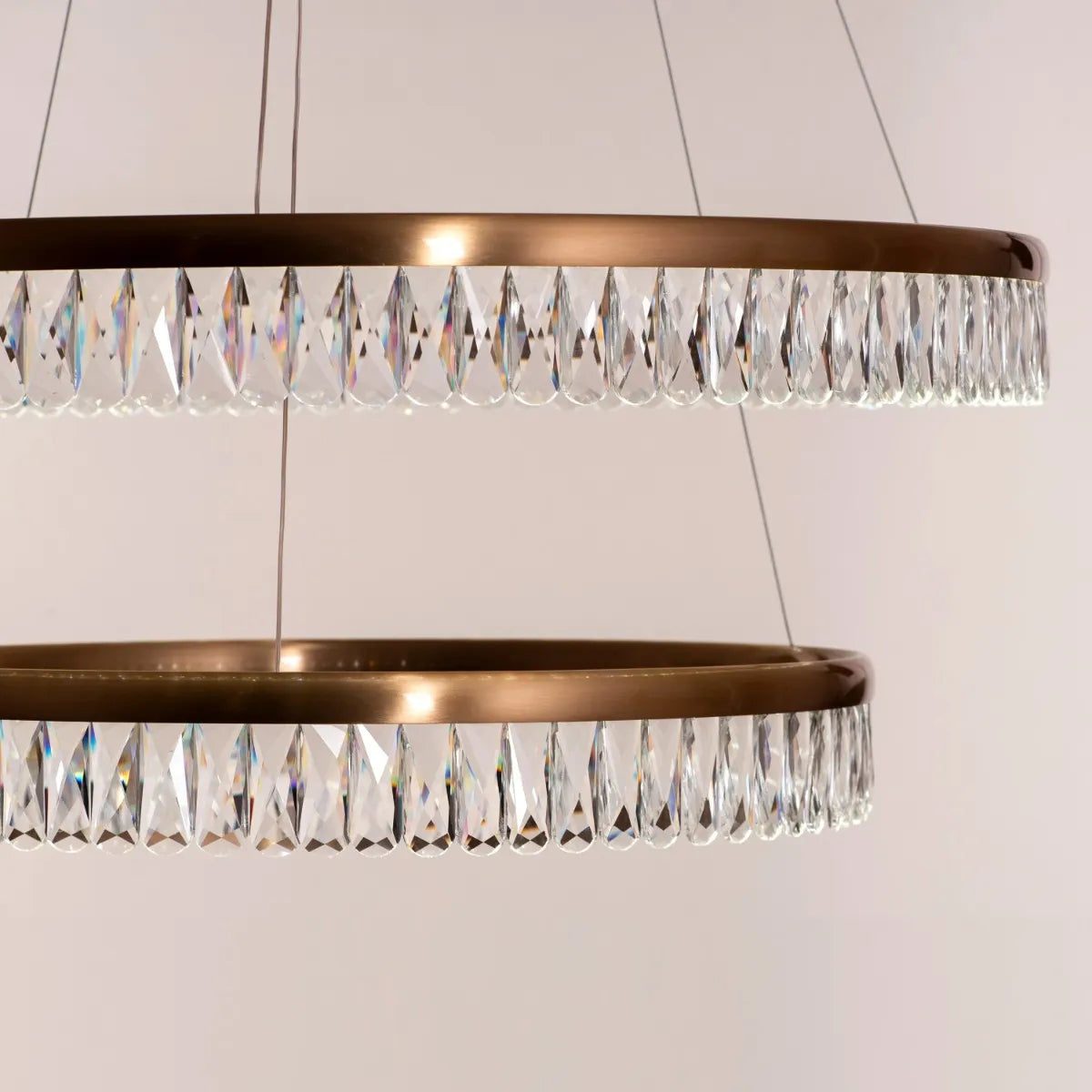 Through The Fire (Large, Gold, Dimmable LED with Remote Control) 2- Layer Crystal Chandelier