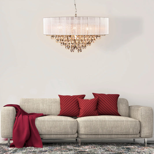 Drop Dead Gorgeous Crystal Chandelier with cascading layers of sparkling crystals.