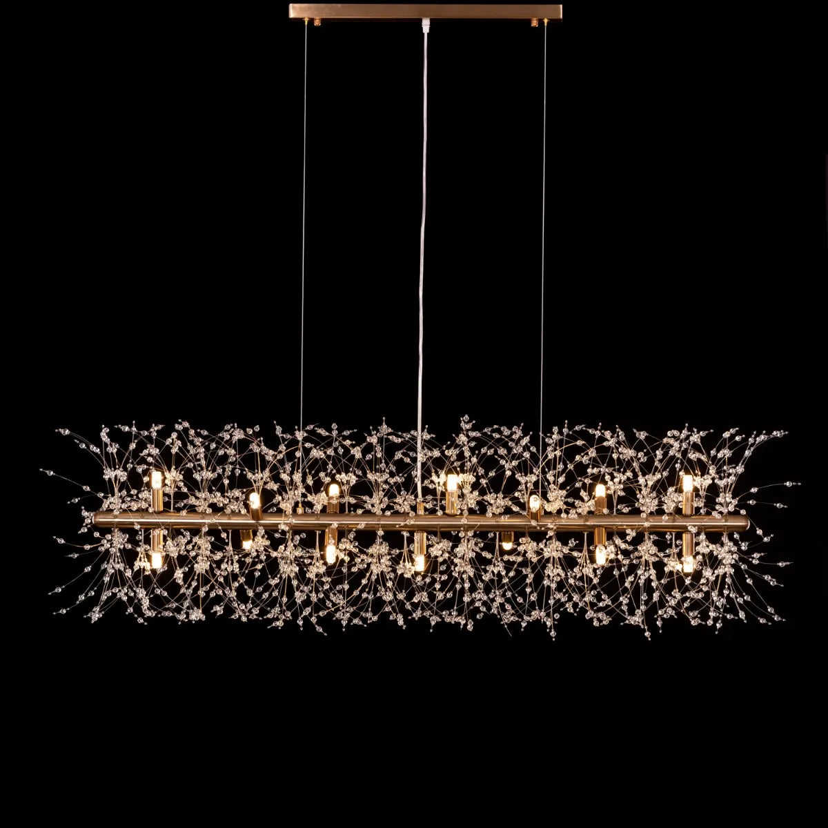 Touch The Clouds Gold Rectangular Crystal Chandelier