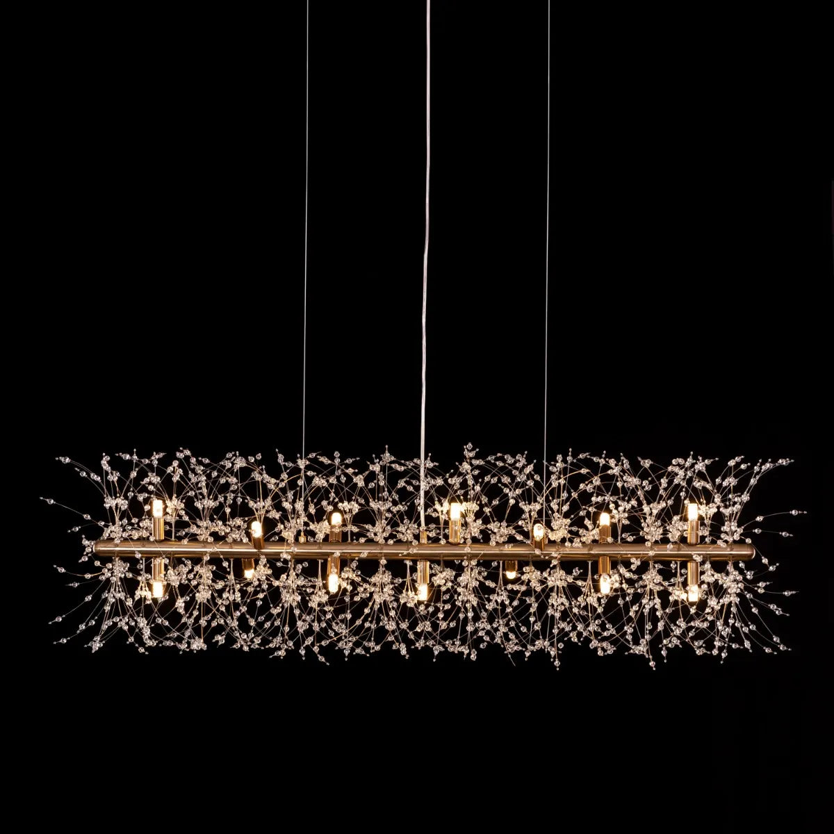 Touch The Clouds Gold Rectangular Crystal Chandelier