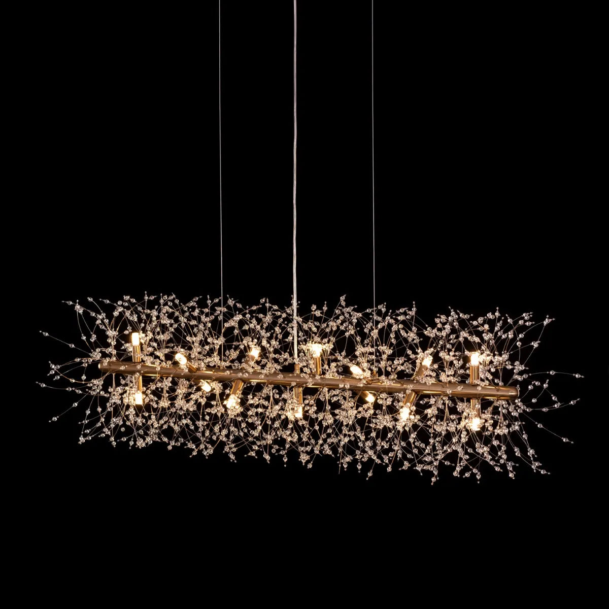 Touch The Clouds Gold Rectangular Crystal Chandelier