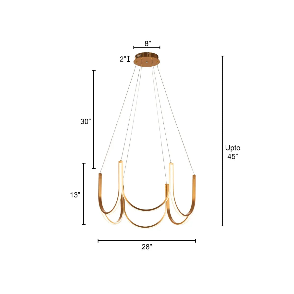 Medium gold chandelier with dimmable LED lights