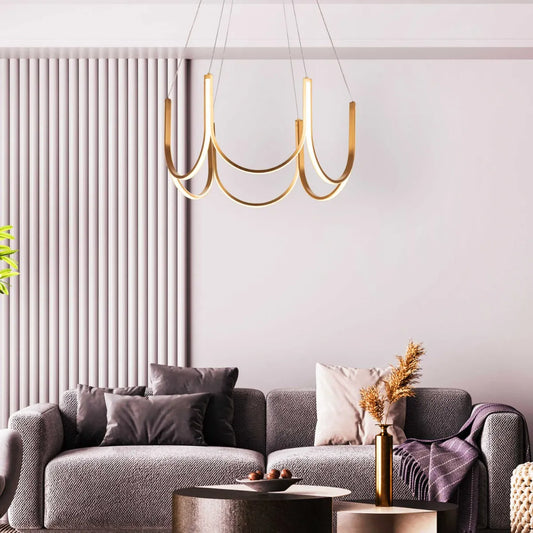 Medium gold chandelier with dimmable LED lights