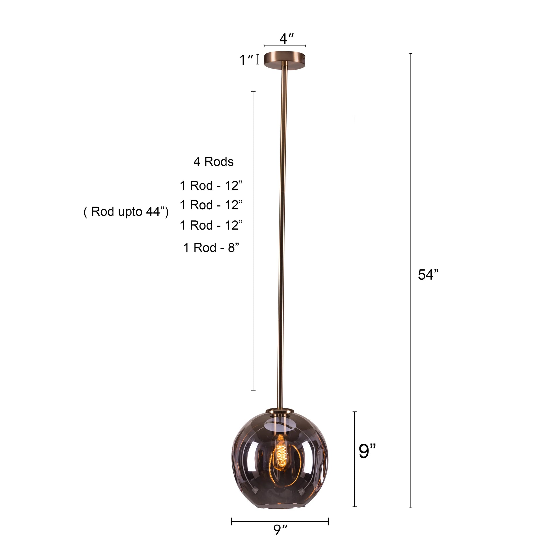 Stylish Tear Drop Pendant Light Featuring Smokey Grey Glass and Gold Detailing