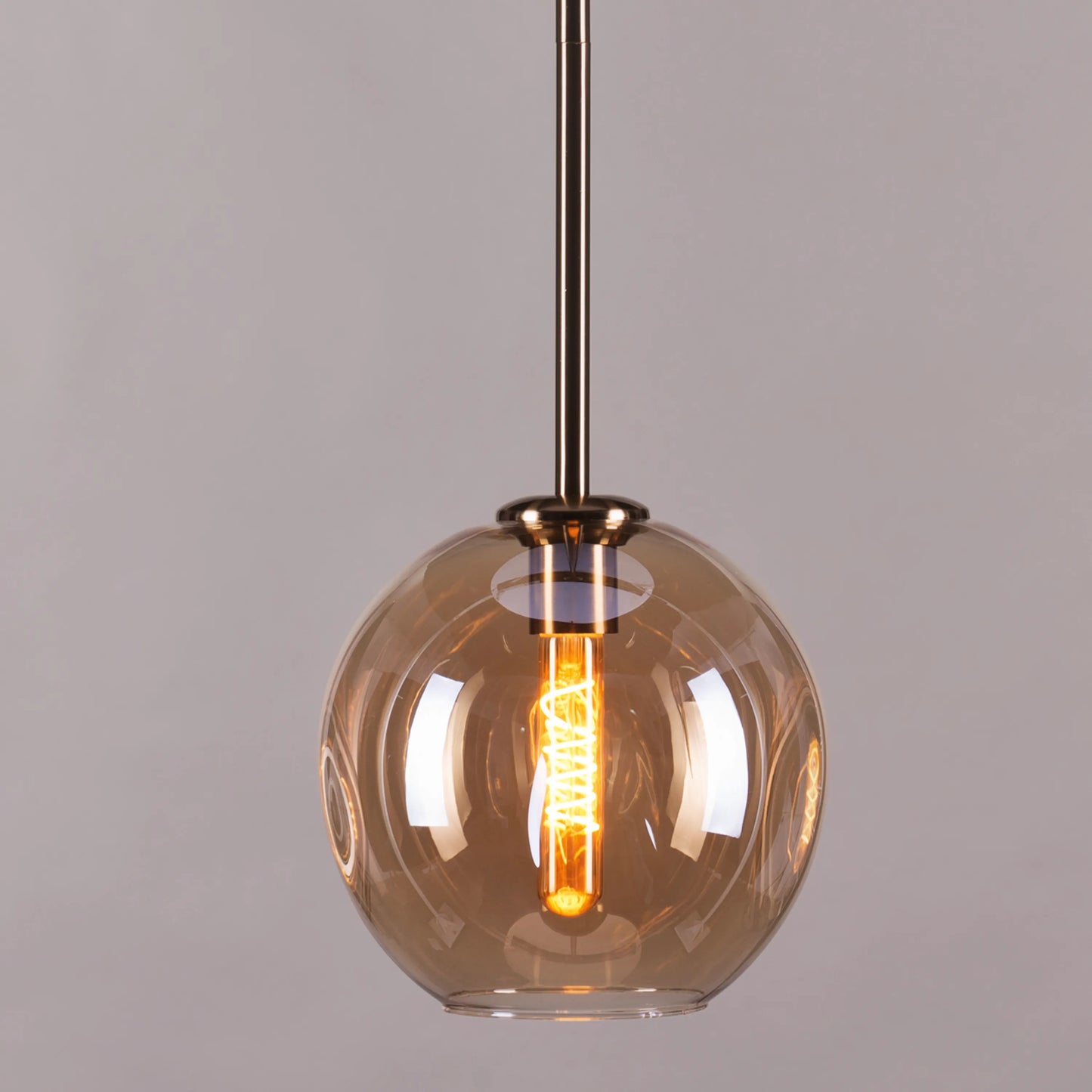 Tear Drop (Smokey Grey, Gold) Glass Pendant Light