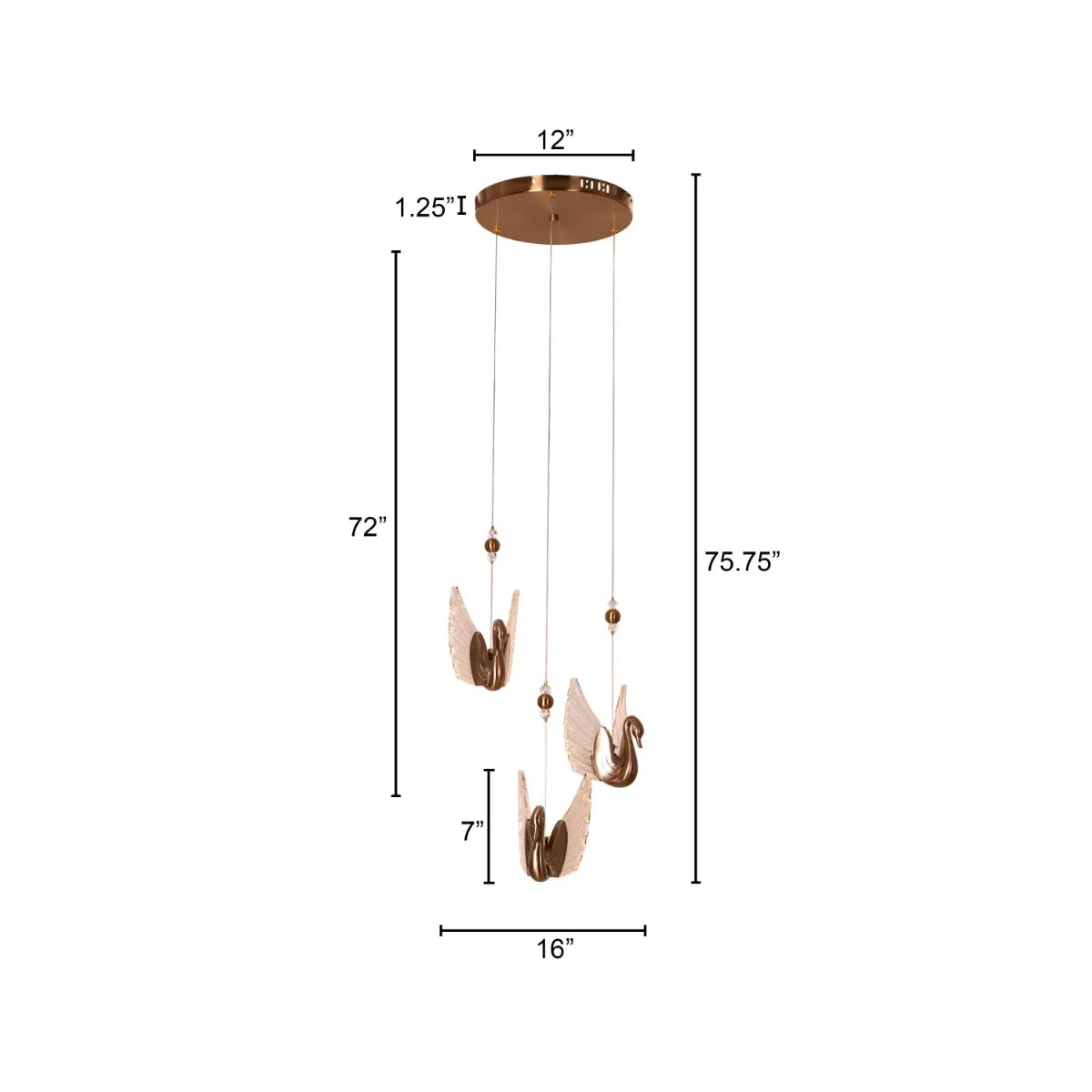 Two Birds One Throne (Small, Gold, Dimmable LED with Remote Control) Chandelier