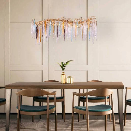 Elegant crystal chandelier with garden-inspired floral design