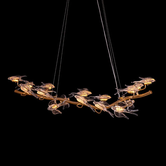 Birds Of Paradise Chandelier in gold finish