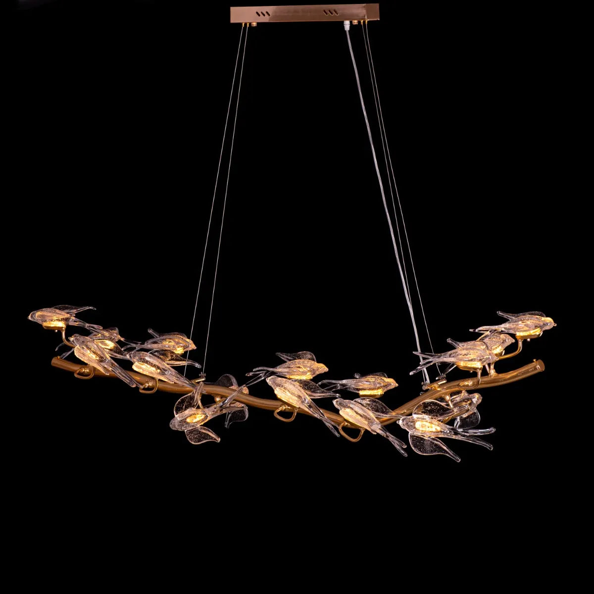 Birds Of Paradise Chandelier in gold finish