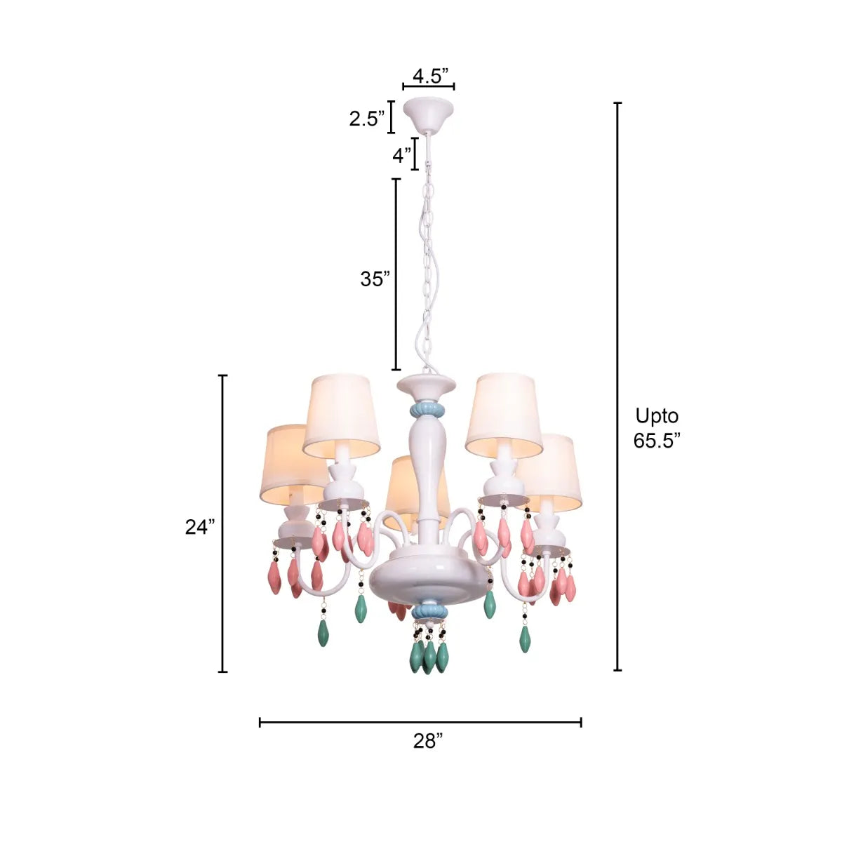 Medium-sized white ceramic chandelier with tree-like branches and LED lights