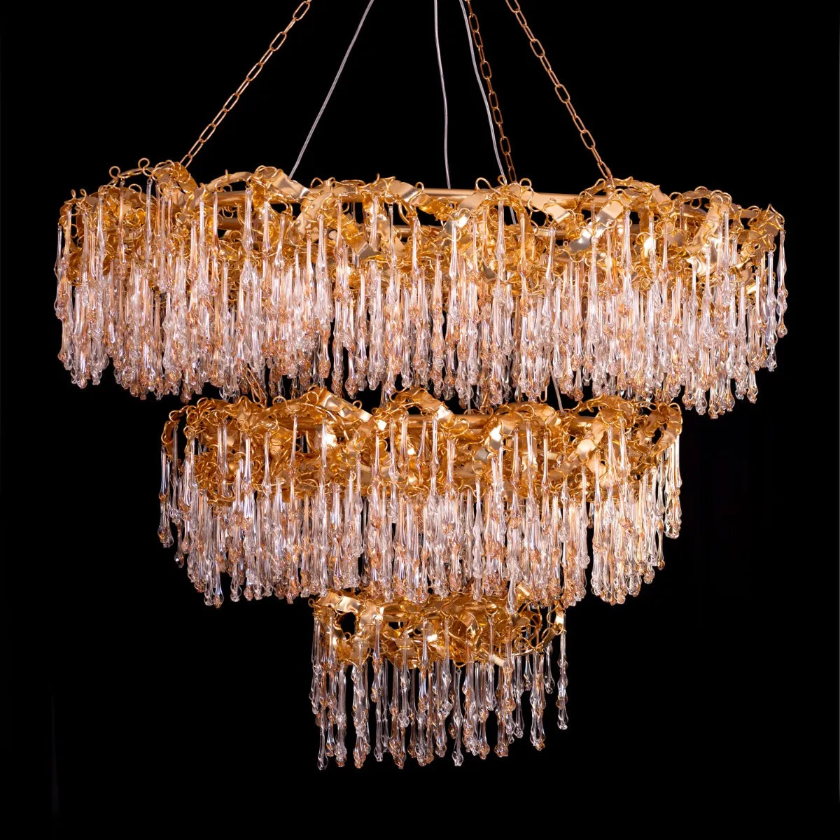 Stardust (Large, Gold) 3-Layer Crystal Chandelier