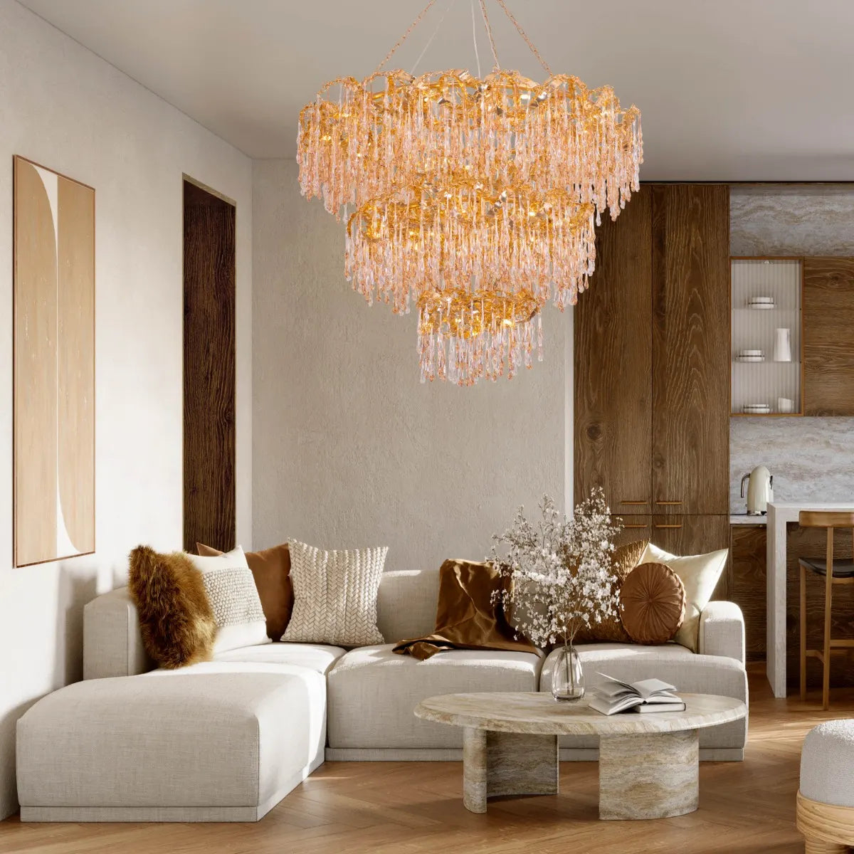 Stardust (Large, Gold) 3-Layer Crystal Chandelier