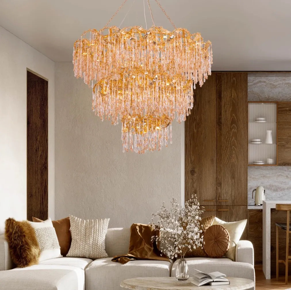 Stardust (Large, Gold) 3-Layer Crystal Chandelier