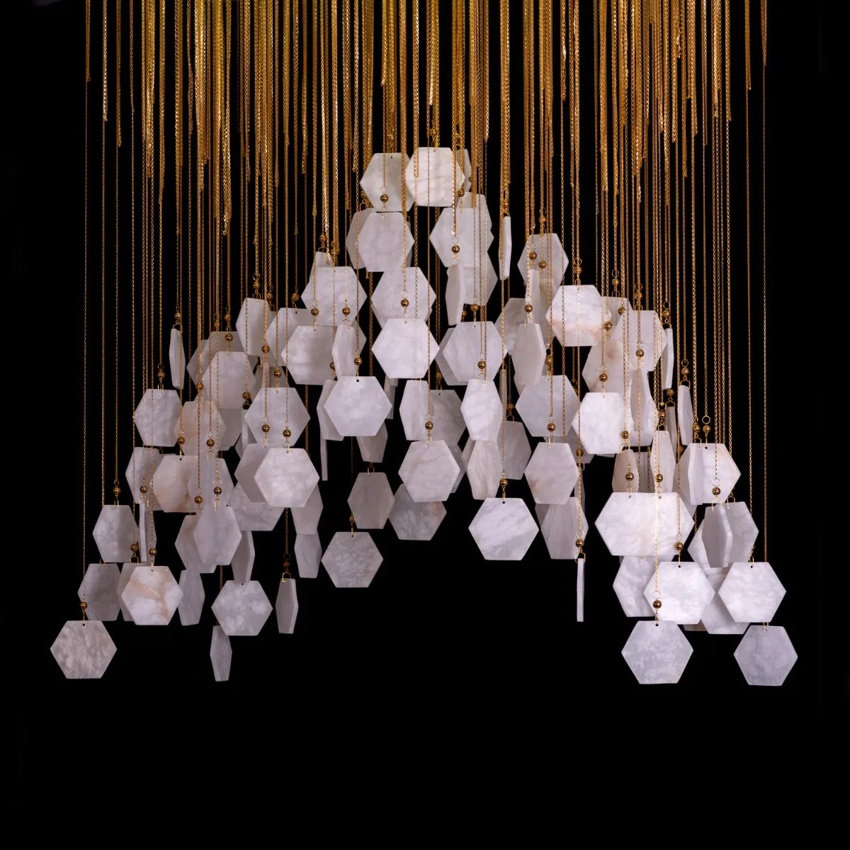 Caesar's Palace (Medium, White, 3 Color Dimmable LED Spotlight with Remote Control) Marble Chandelier