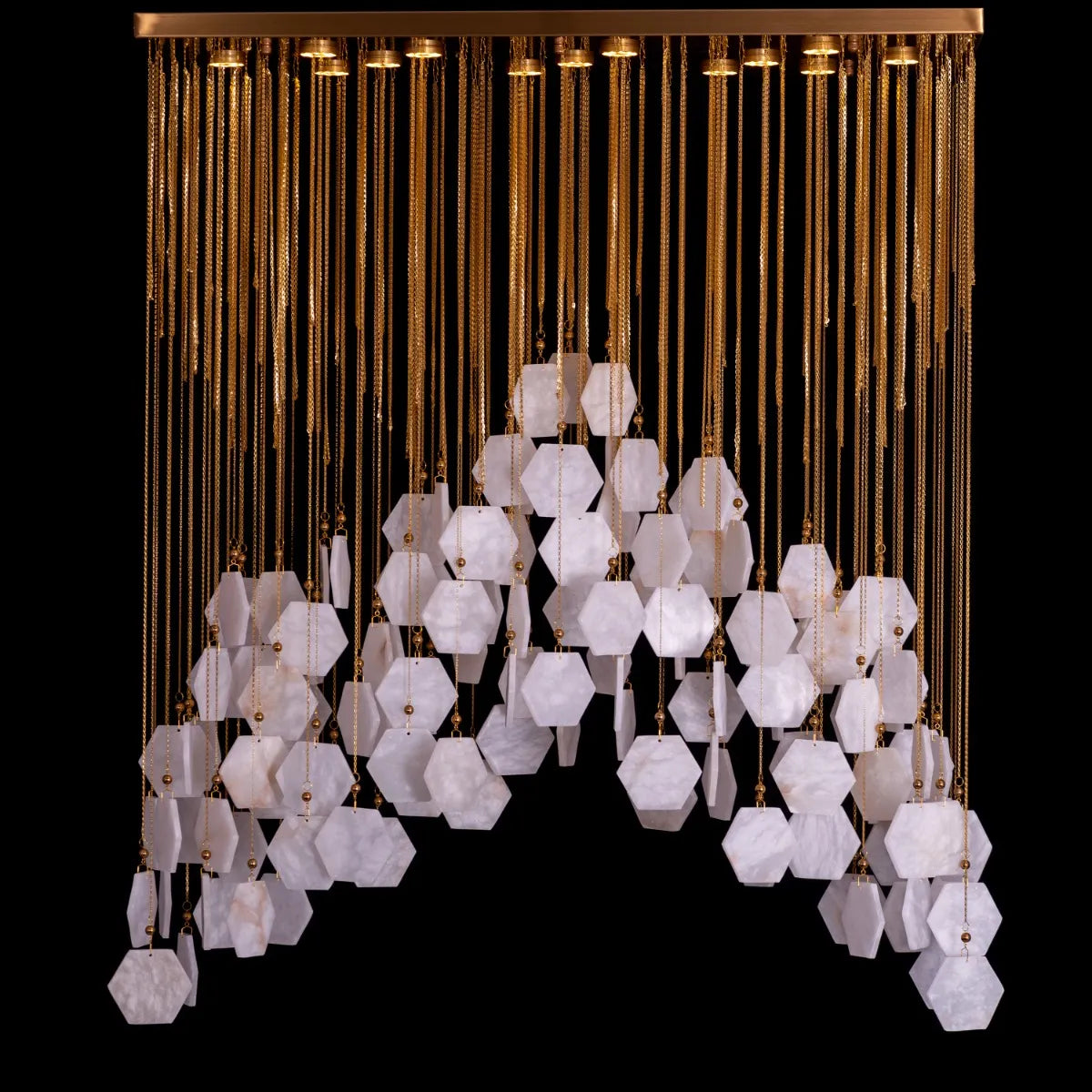 Caesar's Palace (Medium, White, 3 Color Dimmable LED Spotlight with Remote Control) Marble Chandelier