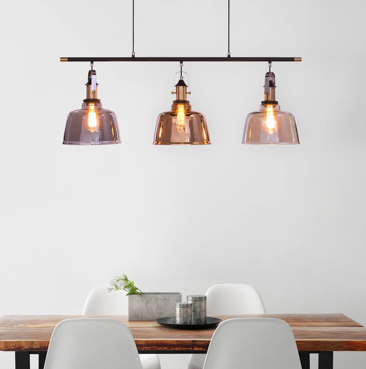 Royal Tea Pendant Light with smokey grey, copper, and amber finish