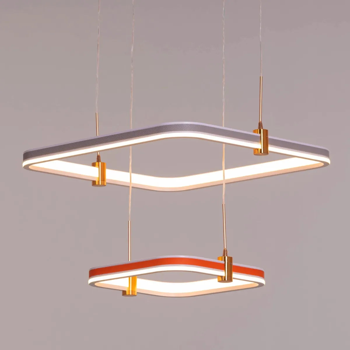 Love Test (Orange, Grey, Dimmable LED with Remote Control) Faux Leather Chandelier