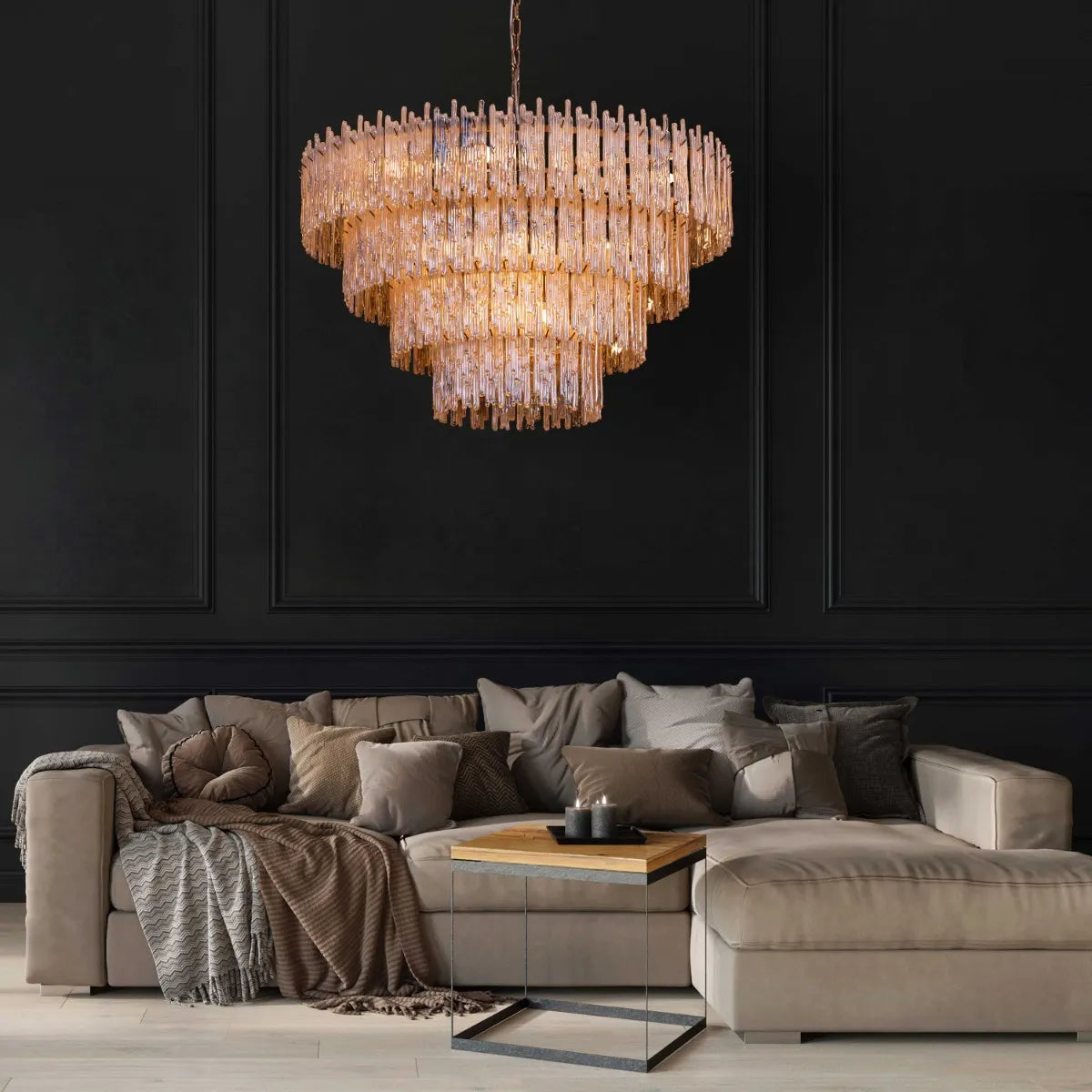 Breakfast In Bed (Large, Gold, Molten Wax-Styled) Crystal Chandelier