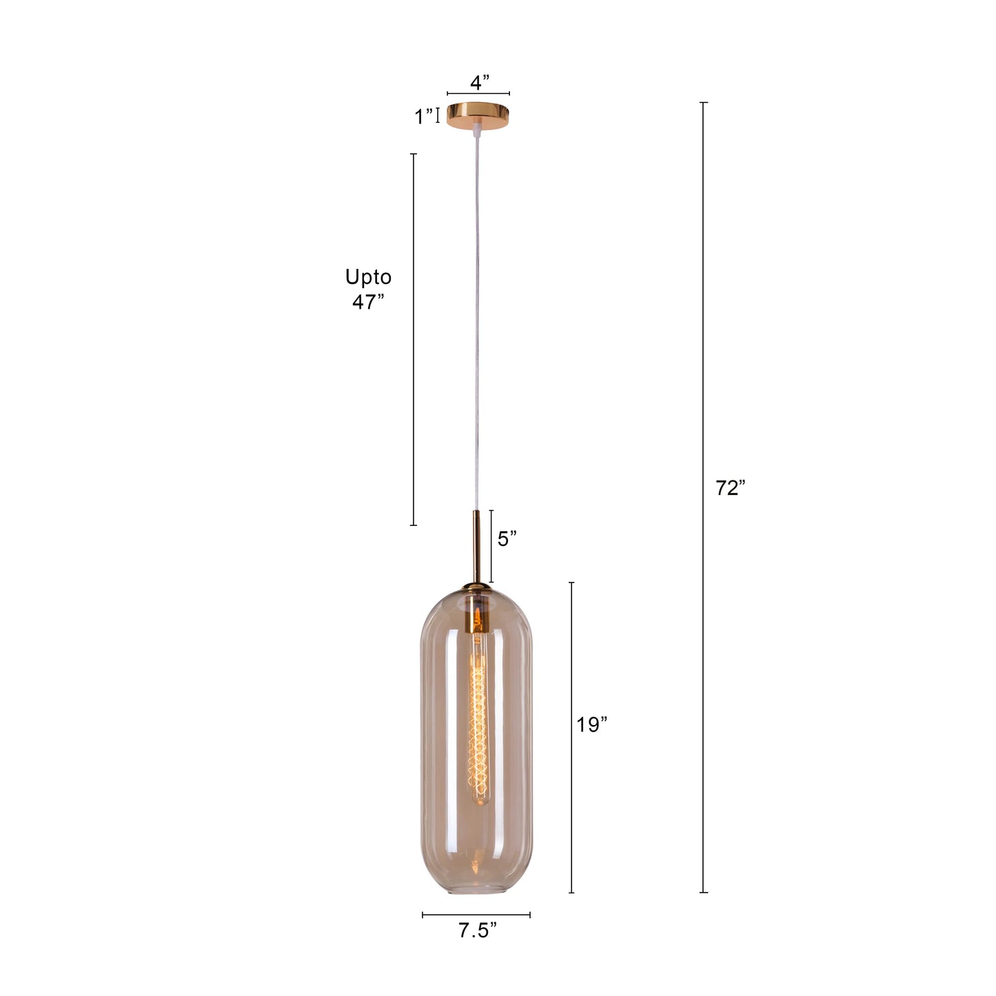 Glamour (Gold, Smokey Grey) Glass Pendant Light