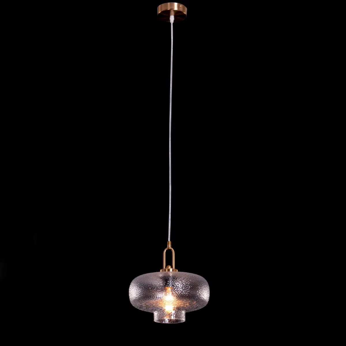 Modern Take Me Traveling Pendant Light with Stout Textured Glass and Elegant Gold Detailing