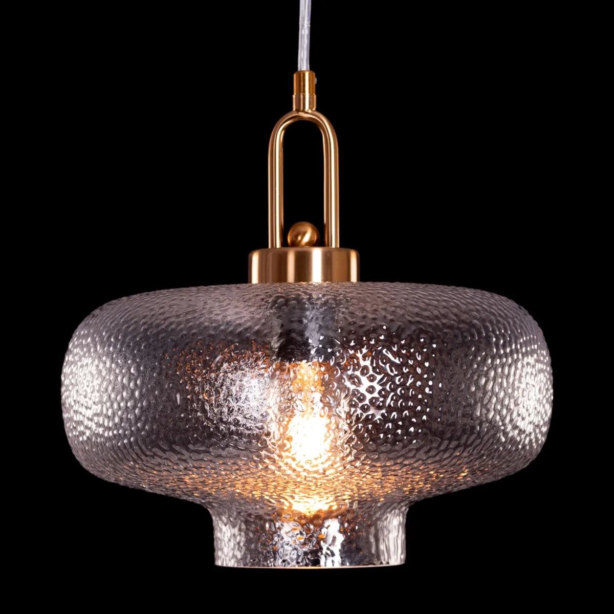 Modern Take Me Traveling Pendant Light with Stout Textured Glass and Elegant Gold Detailing