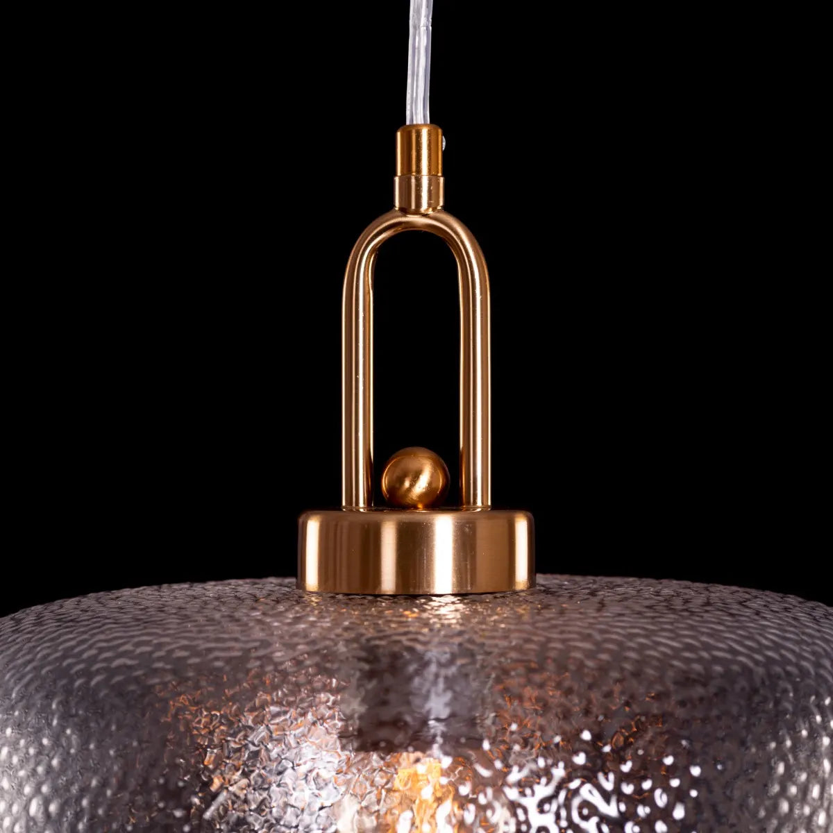 Modern Take Me Traveling Pendant Light with Stout Textured Glass and Elegant Gold Detailing