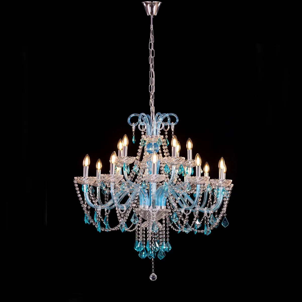 Georgian Glamour Grand (Large, Aqua Blue) Crystal Chandelier